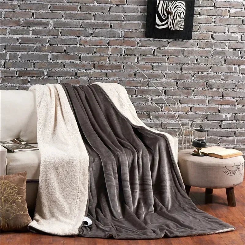 Wool Throw Blanket | 47 - 70 in | Double-Sided Warm Winter Bed Blanket | Queen Duvet Cover & Camping Bedspread | Brick by Brick