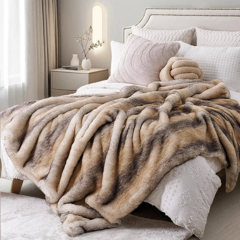 Yūgen Faux Fur Throw | H50 & H59.8 in | Japandi Inspired | Plush & Handmade | Brick by Brick