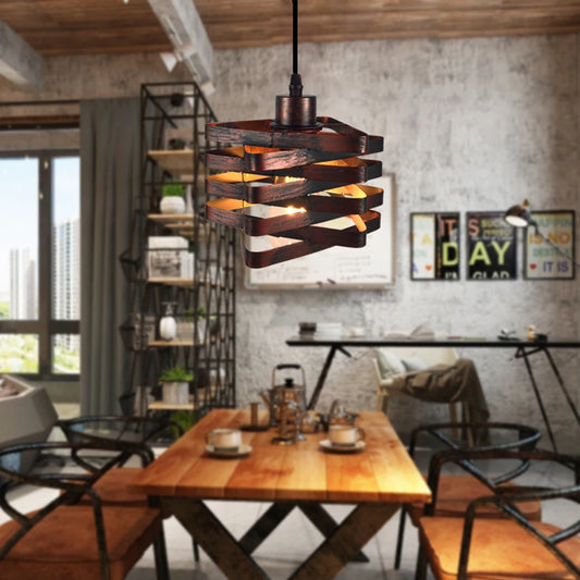 Vintage Pendant Lamp | 7.8 x 4.7 in | Rust Iron Cage Hanging Light | Industrial Loft E27 Fixture | Brick by Brick