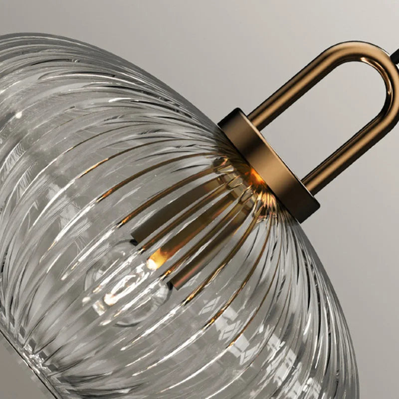 Modern Striped Glass Pendant Light | H10.2 - 12.6in |  Single Head Chandelier | Corrugated Chandelier | Brick by Brick