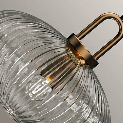 Modern Striped Glass Pendant Light | H10.2 - 12.6in |  Single Head Chandelier | Corrugated Chandelier | Brick by Brick
