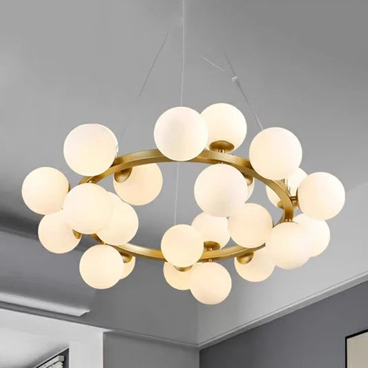 Modern Glass Pendant Chandelier | H59 in | LED Ceiling Light | Adjustable Hanging Lamp with Remote | Dimmable Indoor Lighting | Brick by Brick