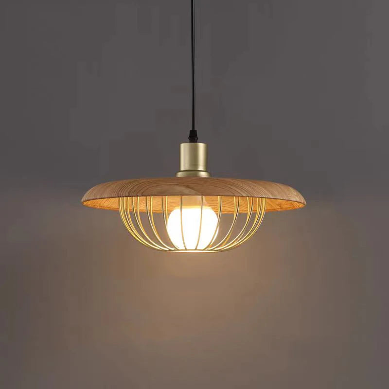 Iron Pendant Light | 13.8 x 7.1 in | Imitation Wood Chandelier | E27 Ceiling Lamp | Brick by Brick