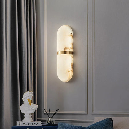 Marble LED Wall Light  | 15.7 x 3.5 in | Semi-Cylinder Light | Imitation Marble Decor Fixture | Brick by Brick