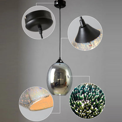 3D Fireworks Glass Pendant Light | 8.66 × 12.59 in | Modern Ceiling Lamp | Adjustable Hanging Fixture | Brick by Brick