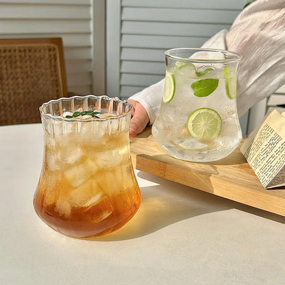 Wave Glass Cup | Transparent Ripple Drinking Cup | 300ml to 650ml | Creative Mug | Brick by Brick