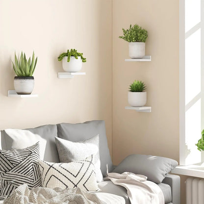 Mini Wooden Floating Shelves | 5 × 5 in | 4-Pack Wall Ledges | Rustic Home Display