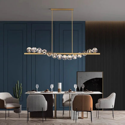 Luxury Modern Pendant Lamp | L31.5-70.8 in x 19.7 in | Ceiling Chandelier with Crystals | Multi-Head LED Lighting | Brick by Brick