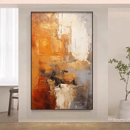 Abstract Wall Art | Large Acrylic Canvas Painting | Modern Frameless Oil Artwork for Home Decor | Brick by Brick