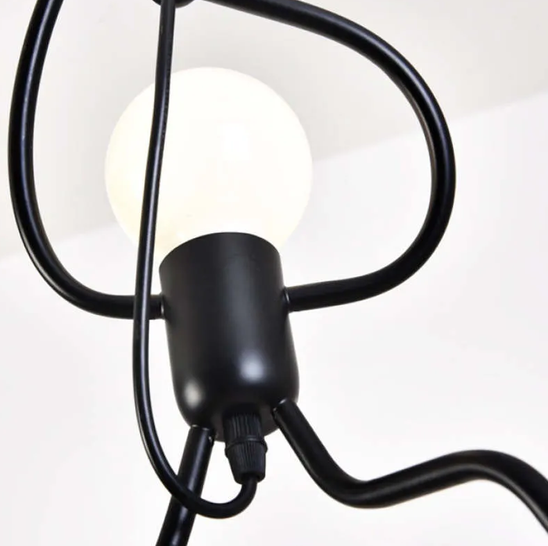 Little Man Iron Chandelier | Modern Creative LED Pendant | Black E27 Flush Mount Light | Brick by Brick