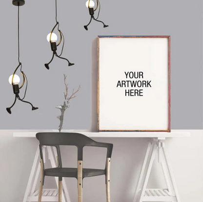 Little Man Iron Chandelier | Modern Creative LED Pendant | Black E27 Flush Mount Light | Brick by Brick