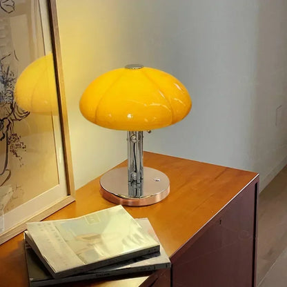 Bauhaus Mushroom Table Lamp | D11.4 in × H13.8 in| Mid Century Modern Retro Design | Creative Light in Orange | Brick by Brick