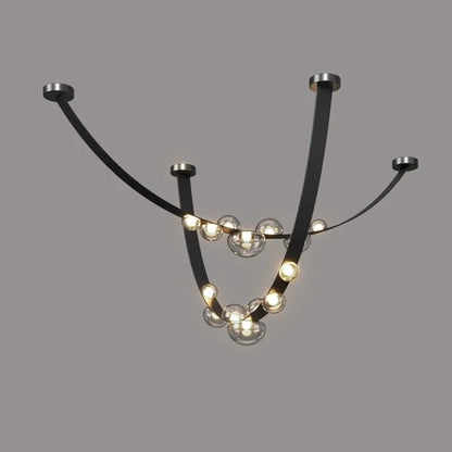 Modern Leather Glass LED Chandelier | 1.2 in long |Metal Pendant Light | Minimalist Ceiling Pendant | Brick by Brick