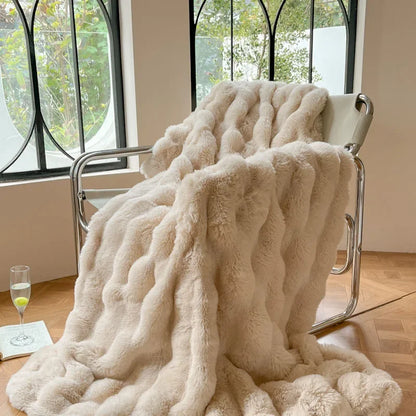 Faux Fur Throw Blanket | Double-Sided Soft Plush Polyester | Warm Decorative Sofa & Bed Blanket | Brick By Brick