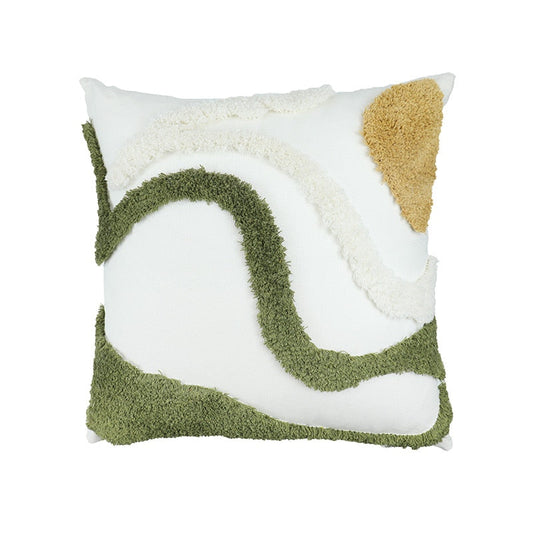 Japandi Artistic Pillow | Cotton & Linen | Beige Striped | Soft, Decorative Accent | Home & Bedroom
