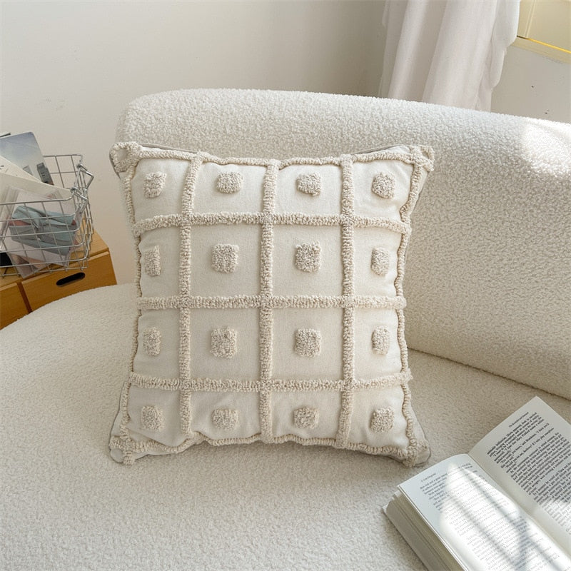 Square Stripe Japandi Pillowcase | Cotton & Linen | Elegant Home Decor | Brick by Brick