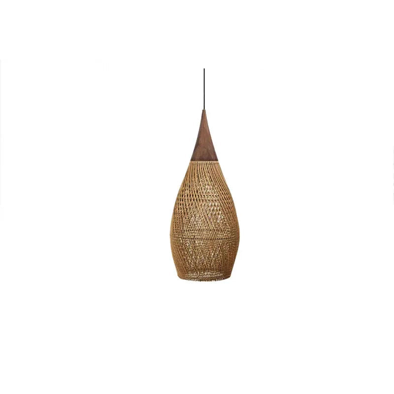 Japanese Rattan Pendant Light | D9.8-D23.6 x H19.7-H11.8 in | Handmade Wicker | Brick by Brick