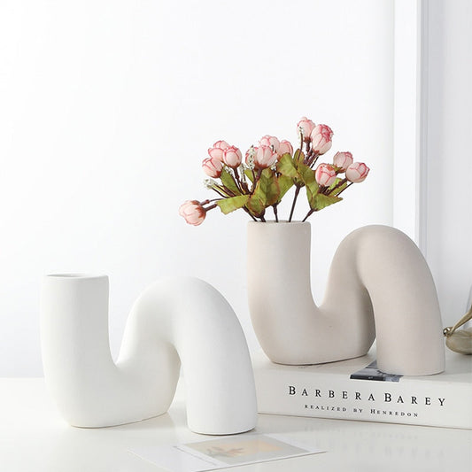 Japandi Twisted Tube Vase | 6.37 x 5.74 in | Modern Home Decor | Wood & Glass | Brick by Brick