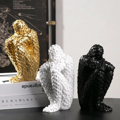 Shizuka Ornament Sculpture | 8.3" Abstract Resin Figurine | Woven Texture