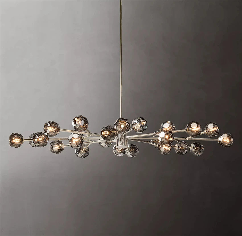 Black Smoke Crystal Ball Oval Chandelier | H7.9 - H11.8 in | LED Copper | K9 Glass Pendant | Brick by Brick