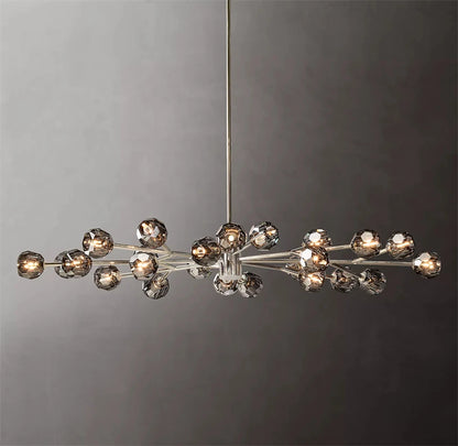 Black Smoke Crystal Ball Oval Chandelier | H7.9 - H11.8 in | LED Copper | K9 Glass Pendant | Brick by Brick