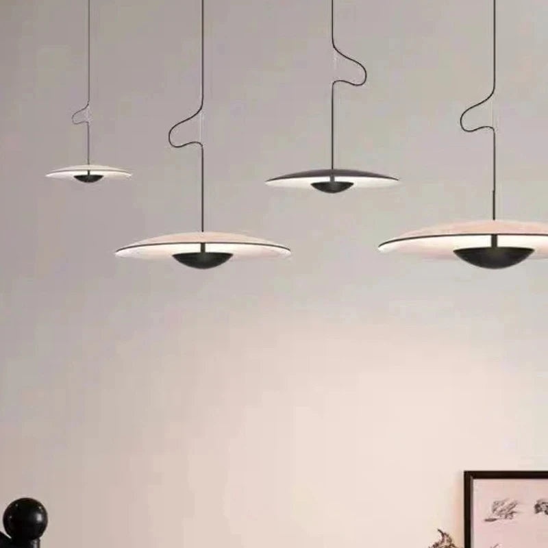 Modern Creative Chandelier | LED Ceiling Pendant Light | Black & Wood Grain Design | Adjustable Sizes | Brick by Brick