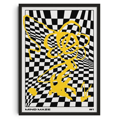 Vintage Abstract  Wall Art | 7.9 - 19.7 in | Mind Maze Poster | Retro Canvas Print | Unframed | Brick by Brick