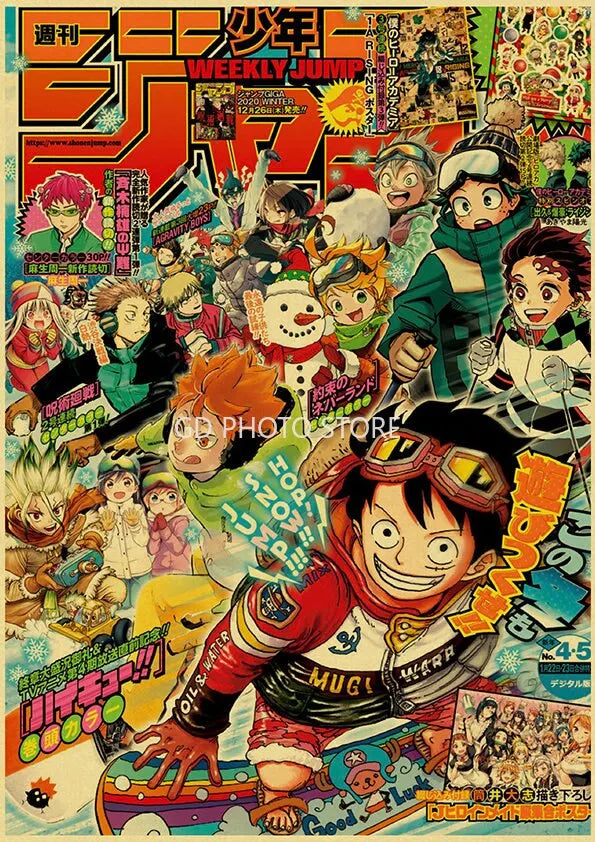 Anime Wall Art Collection | 7.9 - 19.7 in | Kraft Paper Canvas Prints | Chainsaw Man, Attack on Titan, Haikyuu | Unframed | Brick by Brick