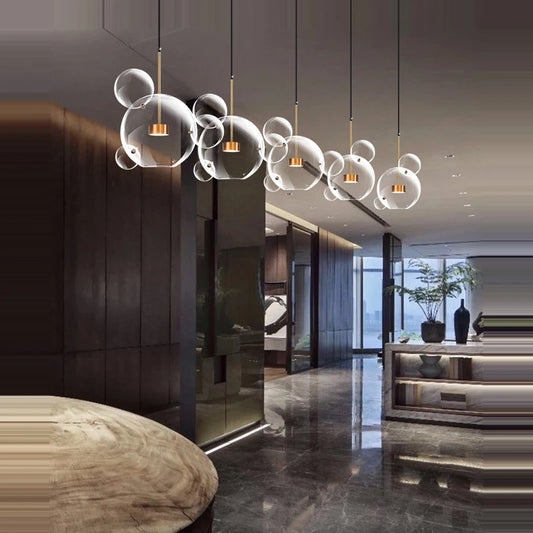 Postmodern Bubble Pendant Light | 59.1in Hanging Adjustable Cord| Glass Bubbles Chandelier | Brick by Brick