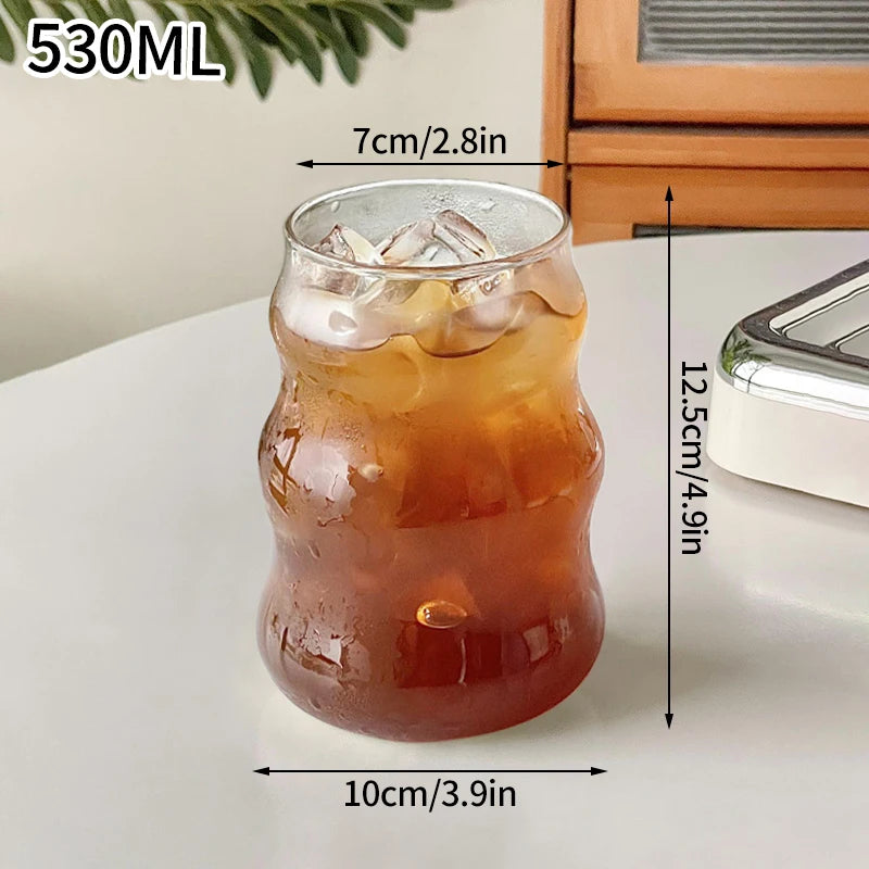 Wave Glass Cup | Transparent Ripple Drinking Cup | 300ml to 650ml | Creative Mug | Brick by Brick