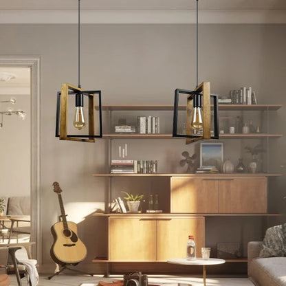 Retro Iron & Wood Chandelier | 96.5 x 96.5in | Pendant Ceiling Lamp | E27 Hanging Light for Bedroom & Bar | Brick by Brick