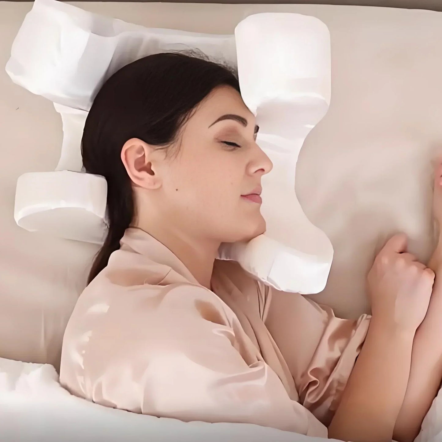 Memory Foam Anti-Wrinkle Pillow | 12.6 x 11.6 x 10.4 in | Ergonomic Cotton Support | Beauty Sleep Essential | Brick by Brick