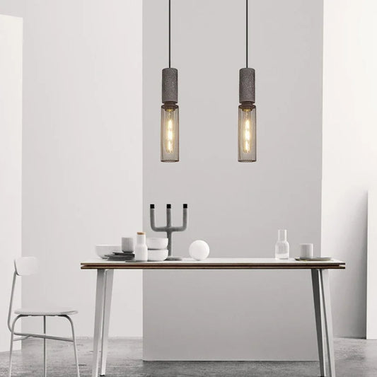 Nordic Industrial Cement Chandelier | H7.9 - 13.8 in | Vintage Iron Pendant Ceiling Light | Brick by Brick