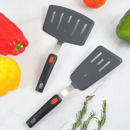 Silicone Spatula | 10.2 - 11.4 in | Non-Stick Heat-Resistant Cooking Utensil | Stainless Steel Handle | Brick by Brick
