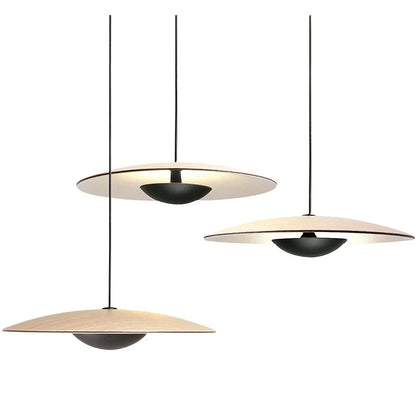 Modern Creative Chandelier | LED Ceiling Pendant Light | Black & Wood Grain Design | Adjustable Sizes | Brick by Brick