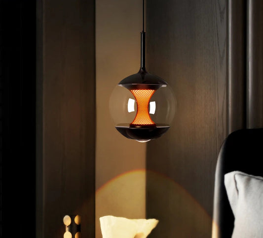 LED Glass Pendant Light |  6.3 x 11.2 in | White Shade | Dimmable with Remote | Adjustable Lighting | Brick by Brick