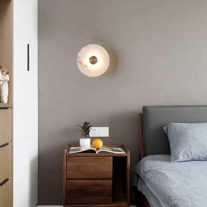 Art Deco Marble Wall Lamp | D5.91-11.81 in |Round LED Brass Sconce | Modern Lighting | Brick by Brick