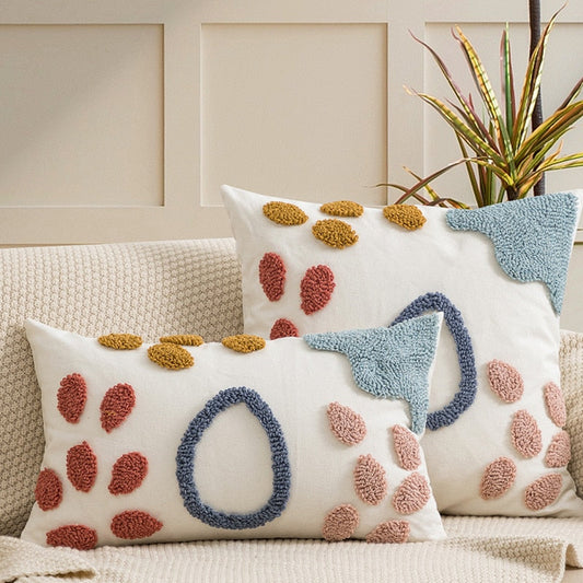 Japandi Floral Pillowcase | Cotton & Linen | Colorful Embroidered Accent | Brick by Brick