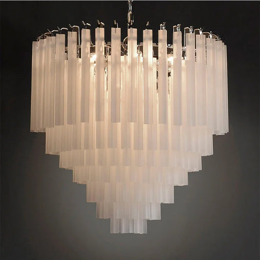 Round Glass Pendant Light | LED Chandelier | 3-Color Warm Neutral Cool | 24–31 in | Brick by Brick