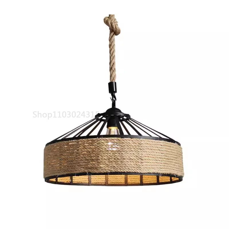 Classical Rope Chandelier | 11.8in x 5.7 in | Industrial Iron Pendant Light | E27 Hanging Lamp for Dining & Bedroom | Brick by Brick