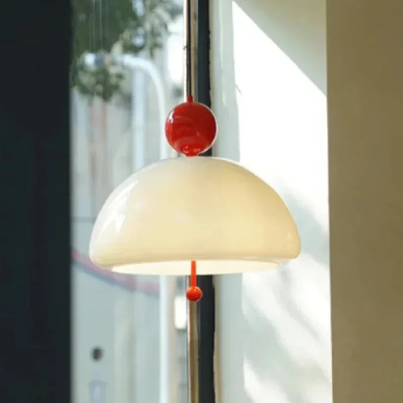 Bauhaus Retro Pendant Lamp | 15.7 x 15 in | Medieval Cream Glass Hanging Light | Nordic Colorful E27 Fixture | Brick by Brick
