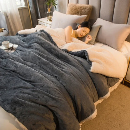 Wool Throw Blanket | 47 - 70 in | Double-Sided Warm Winter Bed Blanket | Queen Duvet Cover & Camping Bedspread | Brick by Brick