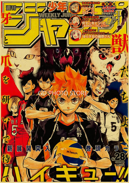 Anime Wall Art Collection | 7.9 - 19.7 in | Kraft Paper Canvas Prints | Chainsaw Man, Attack on Titan, Haikyuu | Unframed | Brick by Brick