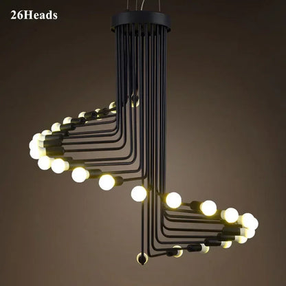 Nordic Spiral LED Chandelier | 16-26 heads | Black | Multi-Head Ceiling Pendant Light | Brick by Brick