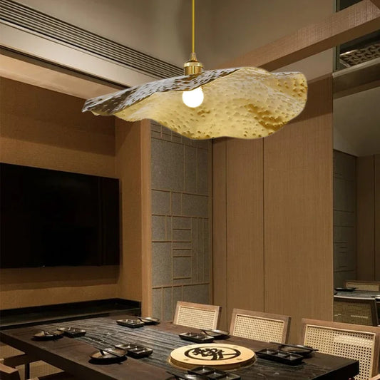 Zen Lotus Leaf Pendant Lamp | 12 - 19.7 in | Iron & Aluminum | E27 LED Hanging Light | Modern Chinese Style | Brick by Brick