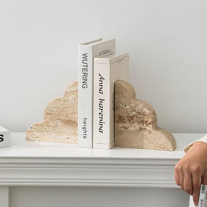 Nordic Travertine Bookends Set | 11.8 x 5.9 x 2 in | Natural Stone Decor | Wabi-Sabi Style | Brick by Brick