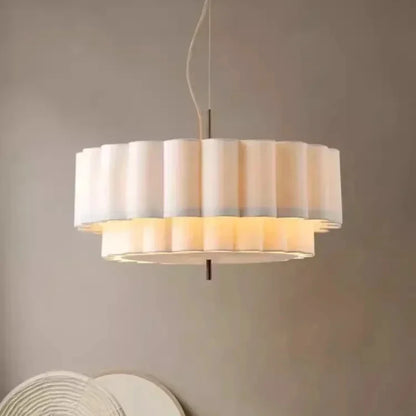 Natural Fabric Pendant Lamp | D 17.7 - 25.6 in | Wabi Sabi Chandelier | Retro Bohemian Style Lighting | Brick by Brick
