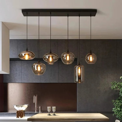 Contemporary LED Pendant Light |3-12 Heads | Glass & Iron | Remote & App Dimmable Chandelier | Brick by Brick