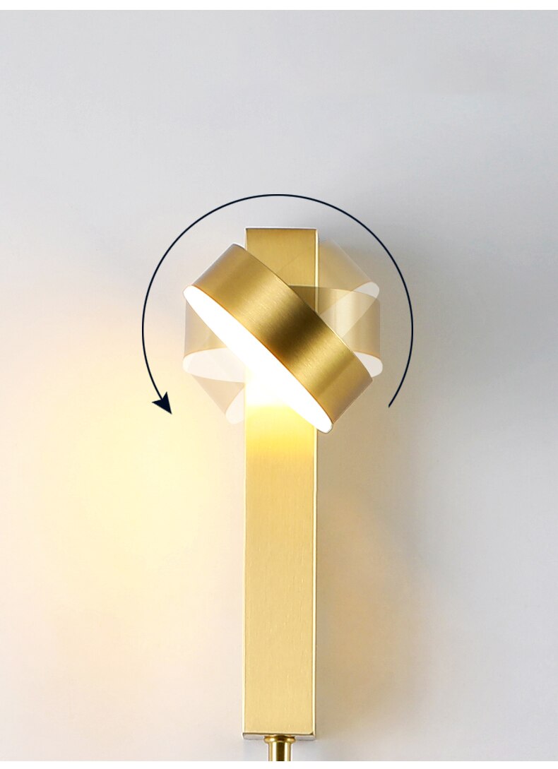 Gold Wall Sconce | 6.1 x 3.94 x 10.6 in | Modern LED Lamp with Dimmer | Adjustable Arm | Brick by Brick