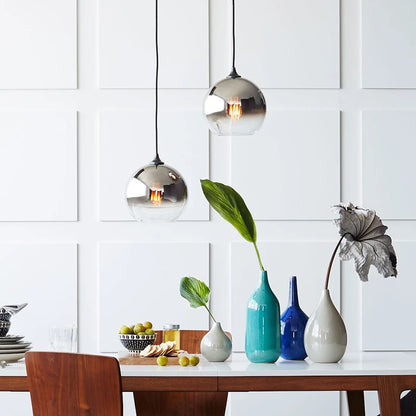 Modern Glass Ball Pendant Light | D5.9 - 15.7 in | Hanging Ceiling Lamp | Dining Room Bedroom Kitchen Fixture | Brick by Brick